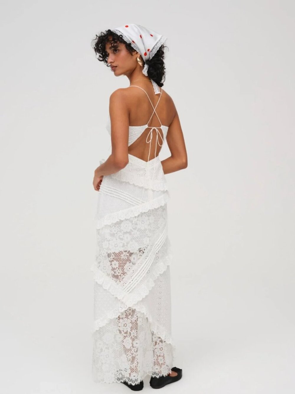 For Love & Lemons Rosalyn Maxi Dress in White Small New Womens Lace Gown - Picture 10 of 16